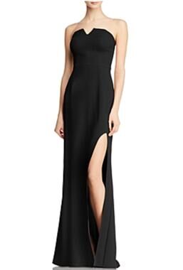 AQUA Black Evening Gown Strapless Thigh Slit Long Formal Mermaid Dress Size 6
